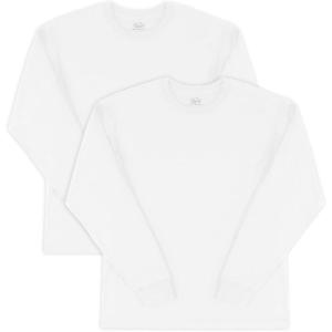 Fruit of the Loom Mens Eversoft Cotton Long Sleeve T Shirts, Breathable & Moisture Wicking with Odor Control(Long Sleeve – White Ice)