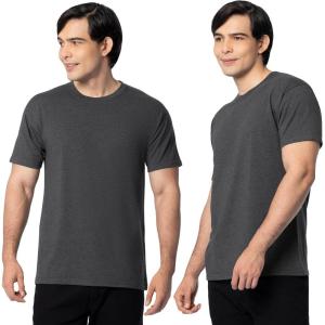 Fruit of the Loom Men’s Eversoft Cotton Odor Control & Breathable Moisture Wicking T-Shirts(2 Pack Black Heather)
