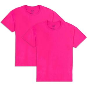 Fruit of the Loom Men’s Eversoft Cotton Odor Control & Breathable Moisture Wicking T-Shirts(2 Pack Cyber Pink)