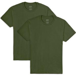 Fruit of the Loom Men’s Eversoft Cotton Odor Control & Breathable Moisture Wicking T-Shirts(2 Pack Military Green)