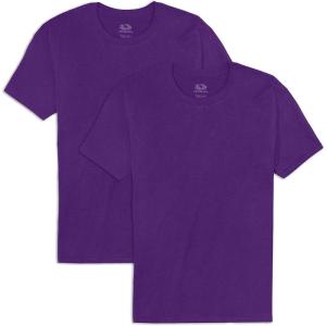 Fruit of the Loom Men’s Eversoft Cotton Odor Control & Breathable Moisture Wicking T-Shirts(2 Pack Purple)