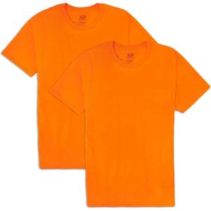 Fruit of the Loom Men’s Eversoft Cotton Odor Control & Breathable Moisture Wicking T-Shirts(2 Pack Safety Orange)