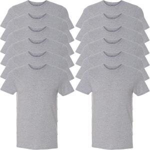 Fruit of the Loom Men’s Eversoft Cotton Odor Control & Breathable Moisture Wicking T-Shirts(Crew – 12 Pack – Grey Heather)