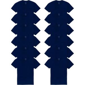 Fruit of the Loom Men’s Eversoft Cotton Odor Control & Breathable Moisture Wicking T-Shirts(Crew – 12 Pack – Navy)