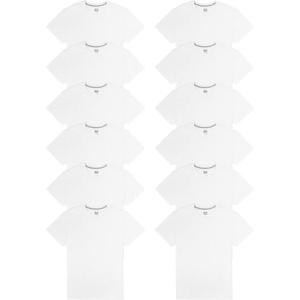 Fruit of the Loom Men’s Eversoft Cotton Odor Control & Breathable Moisture Wicking T-Shirts(Crew – 12 Pack – White)