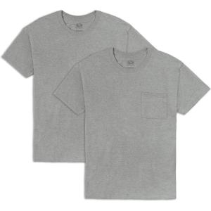 Fruit of the Loom Mens Eversoft Cotton Short Sleeve Pocket T-Shirts, Breathable & Tag Free, 2-Pack(2 Pack – Grey Heather)
