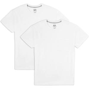 Fruit of the Loom Mens Eversoft Cotton Short Sleeve Pocket T-Shirts, Breathable & Tag Free, 2-Pack(2 Pack – White)