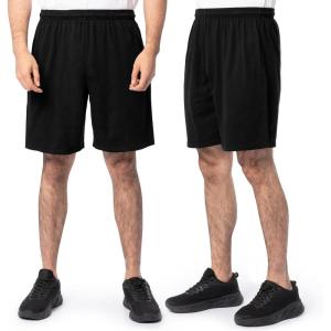 Fruit of the Loom Men’s Eversoft Cotton Shorts with Pockets (S-4XL)(2 Pack – Black)