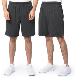 Fruit of the Loom Men’s Eversoft Cotton Shorts with Pockets (S-4XL)(2 Pack – Black Heather)