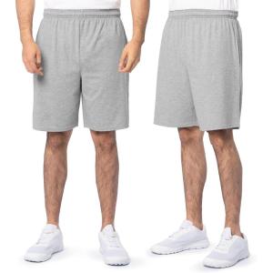 Fruit of the Loom Men’s Eversoft Cotton Shorts with Pockets (S-4XL)(2 Pack – Grey Heather)