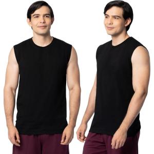 Fruit of the Loom Men’s Eversoft Cotton Sleeveless T Shirts, Breathable & Moisture Wicking with Odor Control, Sizes S-4X(Black)