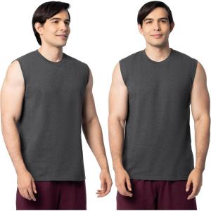 Fruit of the Loom Men’s Eversoft Cotton Sleeveless T Shirts, Breathable & Moisture Wicking with Odor Control, Sizes S-4X(Black Heather)