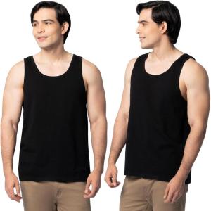 Fruit of the Loom Men’s Eversoft Cotton Sleeveless T Shirts, Breathable & Moisture Wicking with Odor Control, Sizes S-4X(Black Ink)