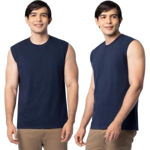 Fruit of the Loom Men’s Eversoft Cotton Sleeveless T Shirts, Breathable & Moisture Wicking with Odor Control, Sizes S-4X(Navy)
