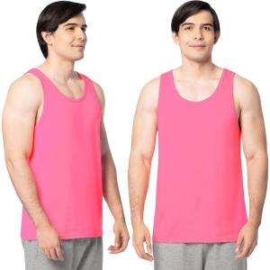 Fruit of the Loom Men’s Eversoft Cotton Sleeveless T Shirts, Breathable & Moisture Wicking with Odor Control, Sizes S-4X(Neon Pink)