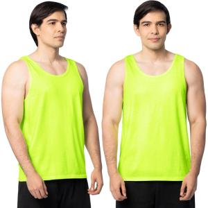 Fruit of the Loom Men’s Eversoft Cotton Sleeveless T Shirts, Breathable & Moisture Wicking with Odor Control, Sizes S-4X(Tank – 2 Pack – Safety Green)