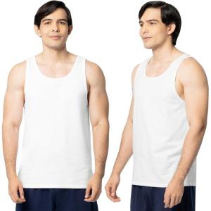 Fruit of the Loom Men’s Eversoft Cotton Sleeveless T Shirts, Breathable & Moisture Wicking with Odor Control, Sizes S-4X(White Ice)