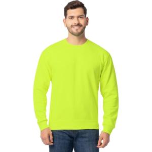 Fruit of the Loom Men’s Eversoft Fleece Crewneck Sweatshirts, Moisture Wicking & Breathable, Sizes S-4x(Safety Green)