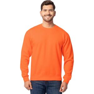 Fruit of the Loom Men’s Eversoft Fleece Crewneck Sweatshirts, Moisture Wicking & Breathable, Sizes S-4x(Safety Orange)