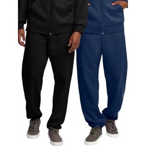 Fruit of the Loom Men’s Eversoft Fleece Elastic Bottom Sweatpants with Pockets, Relaxed Fit, Moisture Wicking, Breathable(Black/Navy)