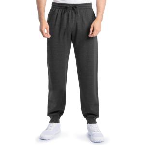 Fruit of the Loom Mens Eversoft Fleece Joggers with Pockets, Relaxed Fit, Moisture Wicking, Breathable, Tapered Sweatpants(Cotton Blend – Black Heather)
