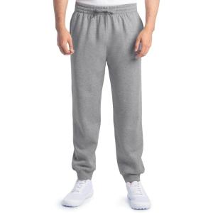 Fruit of the Loom Mens Eversoft Fleece Joggers with Pockets, Relaxed Fit, Moisture Wicking, Breathable, Tapered Sweatpants(Cotton Blend – Grey Heather)