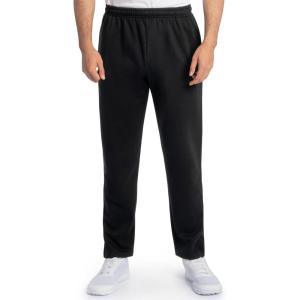 Fruit of the Loom Mens Eversoft Fleece Open Bottom Sweatpants with Pockets, Relaxed Fit, Moisture Wicking, Breathable(Black)