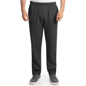 Fruit of the Loom Mens Eversoft Fleece Open Bottom Sweatpants with Pockets, Relaxed Fit, Moisture Wicking, Breathable(Black Heather)