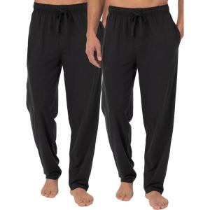 Fruit of the Loom Men’s Extended Sizes Jersey Knit Sleep Pajama Lounge Pant (1 & 2 Packs)(Black/Black (2-pack))