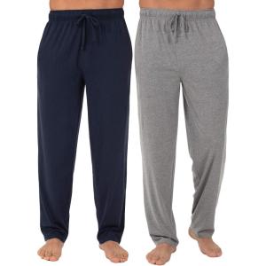 Fruit of the Loom Men’s Extended Sizes Jersey Knit Sleep Pajama Lounge Pant (1 & 2 Packs)(Navy/Grey (2-pack))