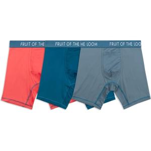 Fruit of the Loom Men’s Getaway Boxer Briefs, Lightweight Breathable Fabric, Quick Dry & Odor Control(Long Leg – Assorted Colors)