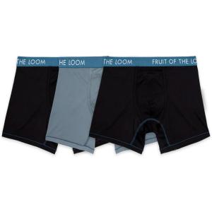 Fruit of the Loom Men’s Getaway Boxer Briefs, Lightweight Breathable Fabric, Quick Dry & Odor Control(Regular Leg – Black/Gray)