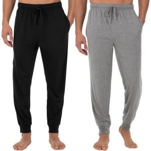 Fruit of the Loom Men’s Jersey Knit Jogger Sleep Pant(Black/Grey Heather)
