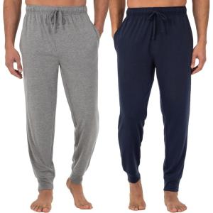 Fruit of the Loom Men’s Jersey Knit Jogger Sleep Pant(Grey Heather/Navy)