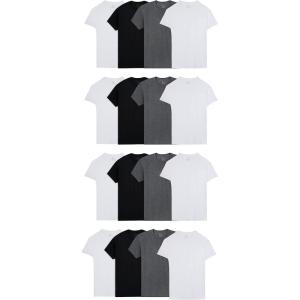 Fruit of the Loom Men’s Lightweight Active Cotton Blend Undershirts, Crew – 16 Pack – Black/Grey/White, Small