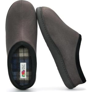 Fruit of the Loom Men’s Memory Foam Slippers – Microsuede Clogs – Indoor/Outdoor, Machine Washable Zapatillas Cómodas(Grey)