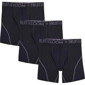Fruit of the Loom Men’s Micro Mesh Boxer Briefs(Performance Stretch – Black)
