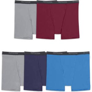 Fruit of the Loom Men’s Micro Stretch Boxer Briefs, Designed to Move with You, Lightweight & Moisture Wicking(5 Pack – Grey/Red/Blue)