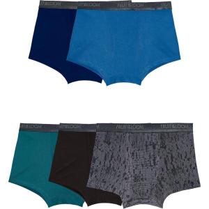 Fruit of the Loom Men’s Micro Stretch Boxer Briefs, Designed to Move with You, Lightweight & Moisture Wicking(Trunk – 5 Pack – Blue/Green/Black)