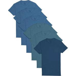 Fruit of the Loom Mens Pocket Tee Undershirts, Moisture Wicking & Tag Free, Short Sleeve Pocket T-Shirts(Assorted Blues – 6 Pack – Pocket)