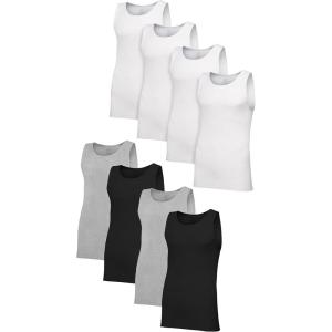 Fruit of the Loom Mens Premium Tag-Free Cotton Undershirts (Regular and Big & Tall)(Regular – Tank – 8 Pack White/Black/Grey)