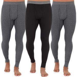 Fruit of the Loom Mens Recycled Premium Waffle Thermal Underwear Long Johns Bottom (1, 2, 3, and 4 Packs)(Greystone Heather/Greystone Heather/Black)