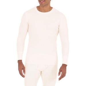 Fruit of the Loom Men’s Recycled Waffle Thermal Underwear Crew Top (1 and 2 Packs)(Natural)