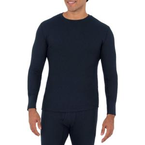 Fruit of the Loom Men’s Recycled Waffle Thermal Underwear Crew Top (1 and 2 Packs)(Navy)