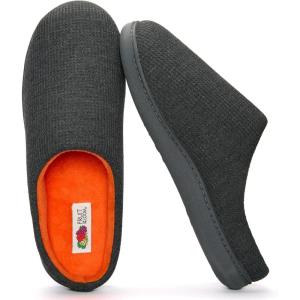 Fruit of the Loom Men’s Ribbed Jersey Clog Slippers – Memory Foam Sole – Indoor/Outdoor, Pantuflas Machine Washable(Charcoal)