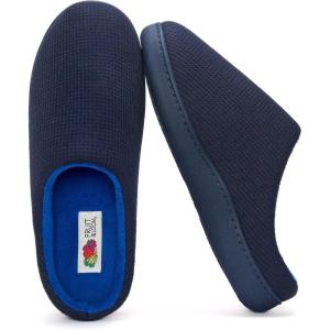Fruit of the Loom Men’s Ribbed Jersey Clog Slippers – Memory Foam Sole – Indoor/Outdoor, Pantuflas Machine Washable(Navy)