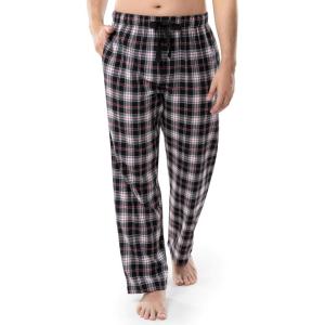 Fruit of the Loom Men’s Soft Flannel Pajama Lounge Sleep Pant(Black Plaid)