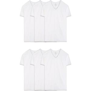 Fruit of the Loom Men’s V-Neck Undershirts, Moisture Wicking & Tag Free, Also Available in Tall Sizes(White – 6 Pack)