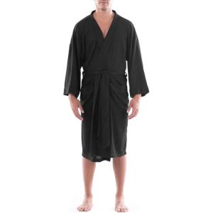 Fruit of the Loom Men’s Waffle Kimono Robe(Black)