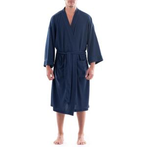 Fruit of the Loom Men’s Waffle Kimono Robe(Navy)